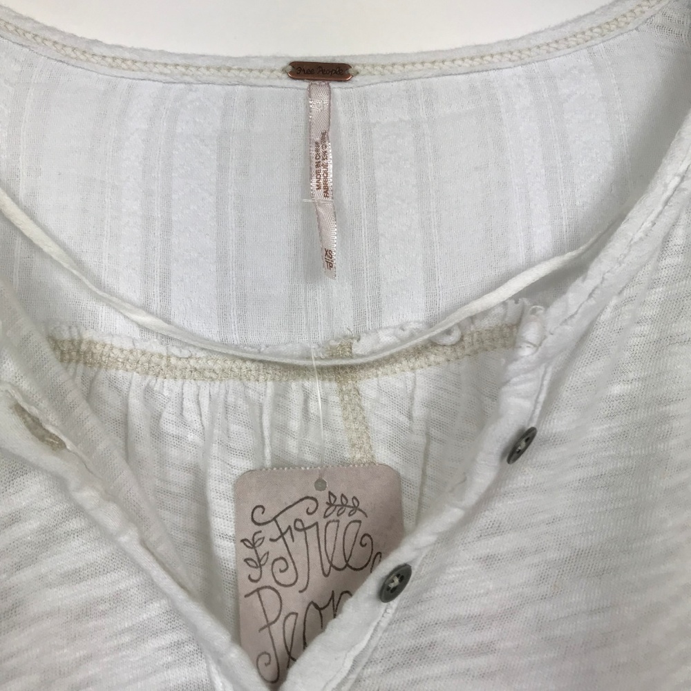 Free People  Size XS Blouse Ivory Tunic Raw Hem - Picture 4 of 8